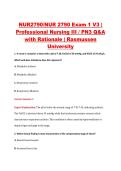 NUR2790 Exam 1 V1&ndash;V3 &vert; NUR 2790 Exam 1 V1&ndash;V3 &vert; Professional Nursing III &sol; PN3 &vert; Rasmussen University &vert; Complete Exam Bundle with Detailed Verified Answers