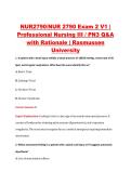 NUR2790&sol;NUR 2790 Exam 2 V1 &vert; &NewLine;Professional Nursing III &sol; PN3 Q&A &NewLine;with Rationale &vert; Rasmussen &NewLine;University