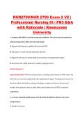 NUR2790&sol;NUR 2790 Exam 2 V2 &vert; &NewLine;Professional Nursing III &sol; PN3 Q&A &NewLine;with Rationale &vert; Rasmussen &NewLine;University