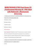 NUR2790&sol;NUR 2790 Final Exam V2 &NewLine;&vert; Professional Nursing III &sol; PN3 Q&A &NewLine;with Rationale &vert; Rasmussen &NewLine;University 