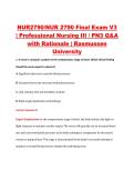 NUR2790 Final Exam V1&ndash;V3 &vert; NUR 2790 Final Exam V1&ndash;V3 &vert; Professional Nursing III &sol; PN3 &vert; Rasmussen University &vert; Complete Exam Bundle with Detailed Verified Answers