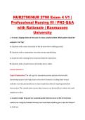 NUR2790&sol;NUR 2790 Exam 4 V1 &vert; &NewLine;Professional Nursing III &sol; PN3 Q&A &NewLine;with Rationale &vert; Rasmussen &NewLine;University