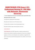 NUR2790&sol;NUR 2790 Exam 4 V2 &vert; &NewLine;Professional Nursing III &sol; PN3 Q&A &NewLine;with Rationale &vert; Rasmussen &NewLine;University 