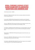 HOSA Forensic Science Study Guide Exams 2026 &ndash; Elaborated Questions and Answers Comprehensive Review Material