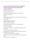 Tort Law and 4th Amendment Key Concepts for&NewLine;Civil and Criminal Law Exam questions and&NewLine;answers Graded A&plus;