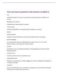 Tort Law Exam questions and answers Graded A&plus;