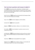 Tort Law Exam questions and answers Graded A&plus;