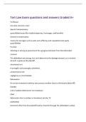 Tort Law Exam questions and answers Graded A&plus;