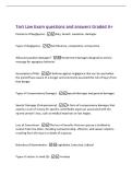 Tort Law Exam questions and answers Graded A&plus;