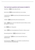 Tort Law Exam questions and answers Graded A&plus;