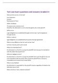 Tort Law Exam questions and answers Graded A&plus;