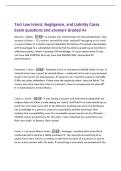 Tort Law Intent&comma; Negligence&comma; and Liability Cases&NewLine;Exam questions and answers Graded A&plus;