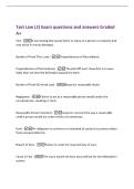 Tort Law &lpar;2&rpar; Exam questions and answers Graded&NewLine;A&plus;
