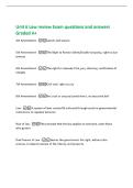 Unit 6 Law review Exam questions and answers&NewLine;Graded A&plus;