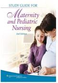 TEST BANK FOR MATERNITY & PEDIATRIC NURSING STUDY GUIDE BY SUSAN SCOTT RICCI&comma; 2ND EDITION &vert;&vert; ALL CHAPTERS COVERED &vert;&vert; A&plus; MATERIAL &vert;&vert; ISBN&colon; 978-1451151565 &vert;&vert; QUESTIONS AND VERIFIED ANSWERS &vert;&vert; SUCCESS