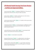 LPN Mental Health Nursing Final Exam Review &ndash; Verified and Approved Edition&period;