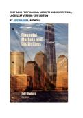Test bank for Financial Markets and Institutions&comma; Looseleaf Version 12th Edition&NewLine;by Jeff Madura &lpar;Author&rpar; all pages fully covered with test questions and answers guide A&plus;