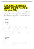 Respiratory Disorders Questions and Answers Updated 2026