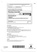 Edexcel A Level May June 2025 Economics A Paper 3 Microeconomics and Macroeconomics Question Paper