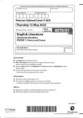 Edexcel AS Level May June 2025 English Literature Paper 1 Poetry and Drama Question Paper