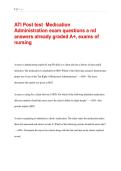 ATI Post test  Medication &NewLine;Administration exam questions a nd &NewLine;answers already graded A&plus;&comma; exams of &NewLine;nursing 