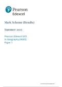 Edexcel A Level May June 2025 Geography Paper 1 Mark Scheme