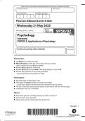 Edexcel A Level May June 2025 Psychology Paper 2 Question Paper