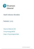Edexcel A Level May June 2025 Psychology Paper 3 Mark Scheme