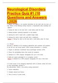 Neurological Disorders Practice Quiz &num;1 &lpar;10 Questions and Answers &rpar; 2026