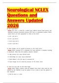 Neurological NCLEX Questions and Answers Updated 2026