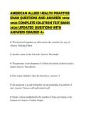 AMERICAN ALLIED HEALTH PRACTICE&NewLine;EXAM QUESTIONS AND ANSWERS 2022&NewLine;2023 COMPLETE SOLUTION FINAL SCRIPT&NewLine;2026 FULL SOLUTIONS AND CORRECT&NewLine;ANSWERS GRADED A&plus;