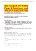 Neurological Disorders Exam 1 Questions and Answers Updated 2026