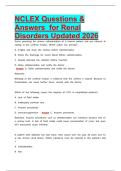 NCLEX Questions & Answers  for Renal Disorders Updated 2026