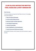 CLUB PILATES INSTRUCTOR WRITTEN&NewLine;FINAL EXAM-2026 LATEST VERSION PDF &vert; 2026 UPDATE &vert; QUESTIONS AND ANSWERS &vert; WITH COMPLETE SOLUTIONS 