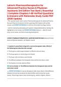 Lehne&rsquo;s Pharmacotherapeutics for Advanced Practice Nurses & Physician Assistants 3rd Edition Test Bank &vert; Rosenthal &vert; Complete Chapters 1&ndash;89 Verified Questions & Answers with Rationales Study Guide PDF &lpar;2026 Update&rpar;