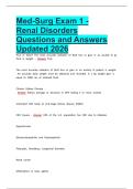 Med-Surg Exam 1 - Renal Disorders Questions and Answers Updated 2026