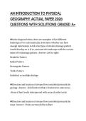 AN INTRODUCTION TO PHYSICAL&NewLine;GEOGRAPHY ACTUAL PAPER 2026&NewLine;QUESTIONS WITH SOLUTIONS GRADED A&plus;