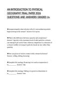 AN INTRODUCTION TO PHYSICAL&NewLine;GEOGRAPHY FINAL PAPER 2026&NewLine;QUESTIONS AND ANSWERS GRADED A&plus;