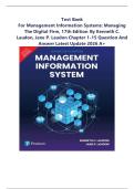 Test Bank for Management Information Systems Managing the Digital Firm&comma; 17th Edition By Kenneth C&period;