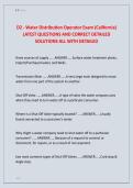 D2 - Water Distribution Operator Exam &lpar;California&rpar; &NewLine;LATEST QUESTIONS AND CORRECT DETAILED &NewLine;SOLUTIONS ALL WITH DETAILED