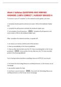 Week 1 Syllabus QUESTIONS AND VERIFIED&NewLine;ANSWERS &vert;100&percnt; CORRECT &vert; ALREADY GRADED A