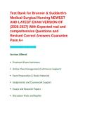 Test Bank for Brunner & Suddarth-s Medical-Surgical Nursing NEWEST AND LATEST EXAM VERSION OF &lpar;2026-2027&rpar; With Expected real and comprehensive Questions and Revised Correct Answers Guarantee Pass A&plus;&period;