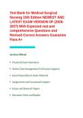 Test Bank for Medical-Surgical Nursing 15th Edition NEWEST AND LATEST EXAM VERSION OF &lpar;2026-2027&rpar; With Expected real and comprehensive Questions and Revised Correct Answers Guarantee Pass A&plus;&period;
