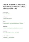 ANATOMY AND PHYSIOLOGY OPENSTAX TEST&NewLine;II CERTIFICATION TEST PAPER 2026 COMPLETE&NewLine;SOLUTIONS GRADED A PLUS