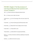 PSYC302- Chapter 2 The Neuroscience of&NewLine;Learning and Memory Exam questions and&NewLine;answers Graded A&plus;