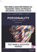 Personality&colon; Theory and Research 14th Edition Test Bank & Solution Manual 2026 &vert; Cervone & Pervin &vert; Complete Chapters 1&ndash;20 &vert; Instant PDF Download