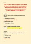 WGU C175&sol;D426 DATA MANAGEMENT FOUNDATIONS &NewLine;OA EXAM NEWEST 2026&sol;2027 ACTUAL EXAM 2 LATEST &NewLine;VERSIONS 300 QUESTIONS AND CORRECT DETAILED &NewLine;ANSWERS WITH RATIONALES &lpar;100&percnt; CORRECT AND &NewLine;VERIFIED ANSWERS&rpar;&vert;ALREADY GRADED A&plus; 
