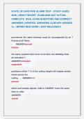 STATE OF OHIO FIRE ALARM TEST - STUDY GUIDE &NewLine;2026 &vert;&vert; MOST RECENT  EXAM 2026-2027 ACTUAL &NewLine;COMPLETE  REAL EXAM QUESTIONS AND CORRECT &NewLine;ANSWERS &lpar;VERIFIED  ANSWERS&rpar; ALREADY GRADED &NewLine;A&plus; &vert; BRAND NEW EXAM &vert; JUST RELEASED&excl;&excl;
