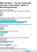 BIOS 242 Week 1 Study Guide &ndash; The Cell & History of Microbiology &vert; Chamberlain University &vert; Latest Updated Review Material