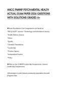 ANCC PMHNP PSYCH-MENTAL HEALTH&NewLine;ACTUAL EXAM PAPER 2026 QUESTIONS&NewLine;WITH SOLUTIONS GRADED A&plus;&NewLine;